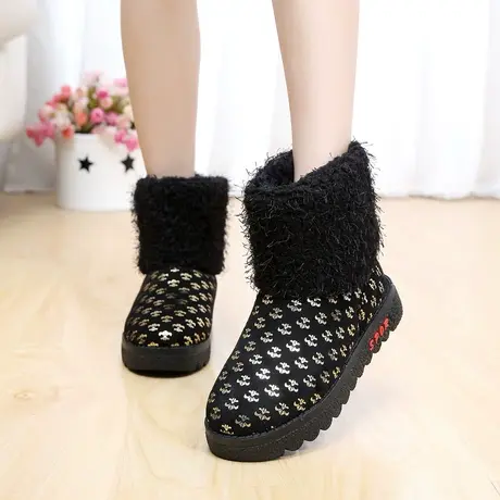 女士雪地靴韩版潮平底女棉靴加厚保暖冬靴暖鞋户外防滑滑雪鞋女鞋图片