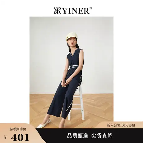 YINER音儿女装夏季V领无袖高腰连体裤商品大图