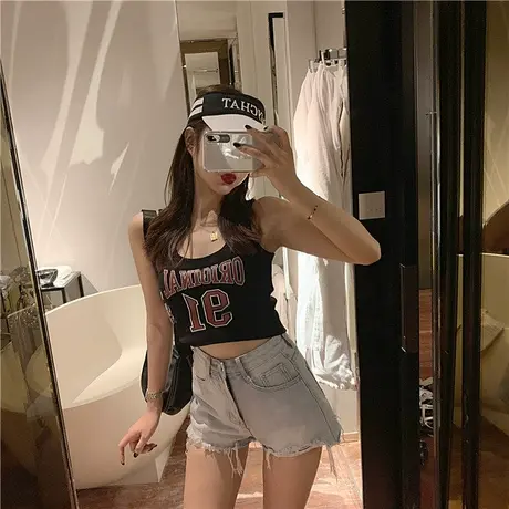 设计感字母背心女ins潮夏外穿内搭吊带短款修身运动无袖打底上衣图片