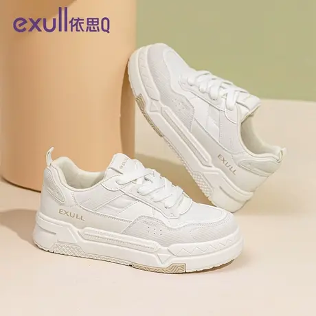 exull/依思Q2023秋冬新款加绒厚底板鞋时尚运动休闲女款小白鞋子商品大图