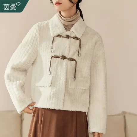 茵曼旗舰店小香风短款外套女2023年冬季新款宽松保暖上衣棉衣棉服图片