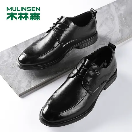 木林森皮鞋男秋季2023新款软底休闲黑色商务鞋男士正装婚礼伴郎鞋商品大图