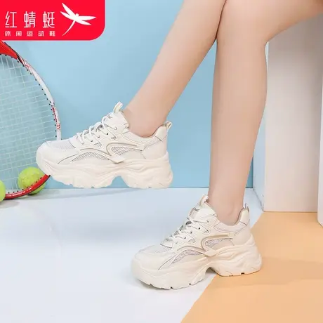 红蜻蜓女鞋显脚小厚底增高老爹鞋女款2024新款夏季防臭透气运动鞋商品大图