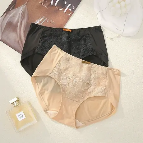 Shaply/莎莲妮专柜同款蕾丝内裤女中腰透气舒适包臀性感三角裤图片