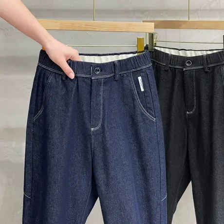 日系丹宁牛仔裤男士秋冬季2023新款直筒宽松大码休闲牛仔长裤子男图片