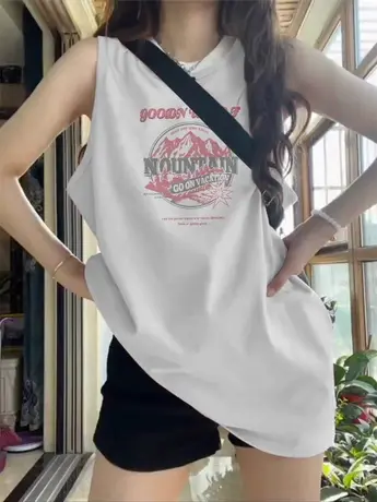 纯棉吊带运动坎肩背心无袖t恤女夏设计感小众外穿篮球服挂脖上衣图片