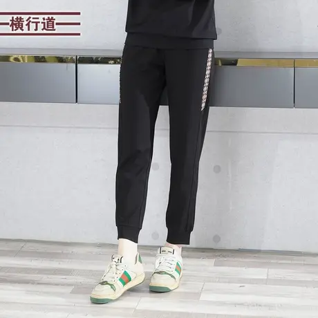 松紧腰纯色宽松大码九分裤2023新款卫裤直筒束脚显瘦外穿休闲女裤图片