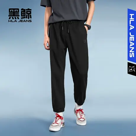 黑鲸HLAJEANS海澜之家旗下潮牌束脚休闲九分裤男士裤子腰间抽绳商品大图