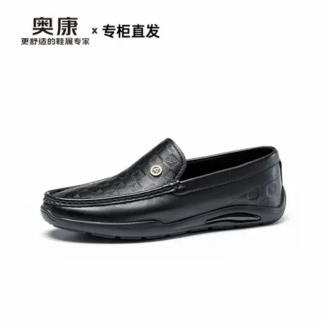 奥康男鞋2026春季休闲真皮软底乐福鞋豆豆鞋一脚蹬套脚皮鞋驾车鞋商品大图