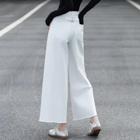 白色牛仔裤女直筒宽松小个子九分裤子女新款2023爆款秋冬季阔腿裤商品大图