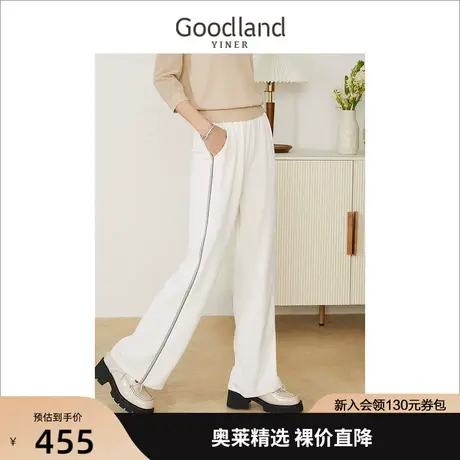 音儿美地女装2022春季新款OL风侧边线条阔腿休闲裤商品大图