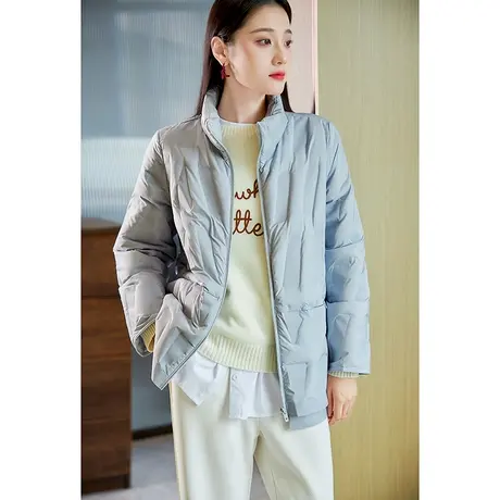 宝诗黎立领轻薄保暖鹅绒羽绒服女2023新款90绒秋冬季休闲短款外套图片