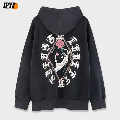 加绒加厚重磅卫衣男连帽秋冬季美式潮牌男士上衣宽松日系外套高街商品大图