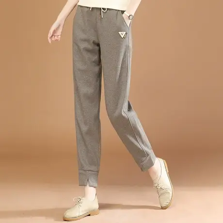 韩潮袭人松紧腰拼接加绒运动裤女2023冬季新款百搭显瘦束脚休闲裤图片