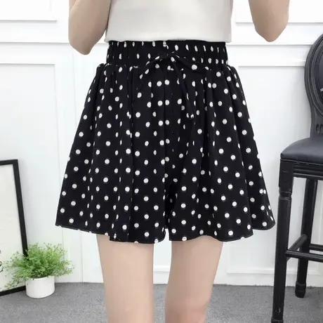【换购10】春夏雪纺半身裙短裙阔腿裤薄高腰松紧腰防走光裙裤圆点图片
