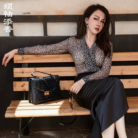 颈袖添香2023秋季新款职业衬衫长袖时尚修身时尚女士衬衣上衣商品大图