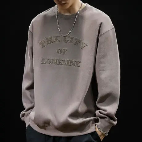 圆领卫衣男宽松潮ins大码男装秋冬胖子加肥加大长袖秋季2022新款图片