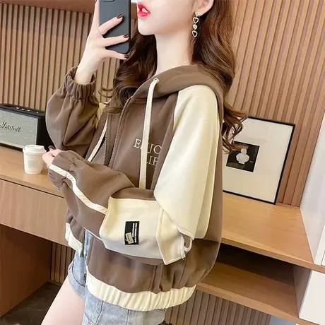 早秋外套女春秋季韩版宽松设计感小众小个子初秋百搭薄款带帽开衫商品大图