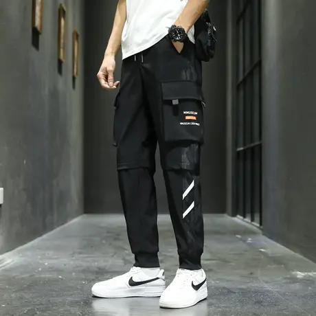 黑色裤子男生休闲裤春秋款宽松束脚裤青少年夏季薄款工装运动长裤商品大图