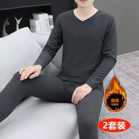 2023秋冬季新款男士德绒无痕保暖内衣套装秋衣秋裤双面绒情侣款男图片