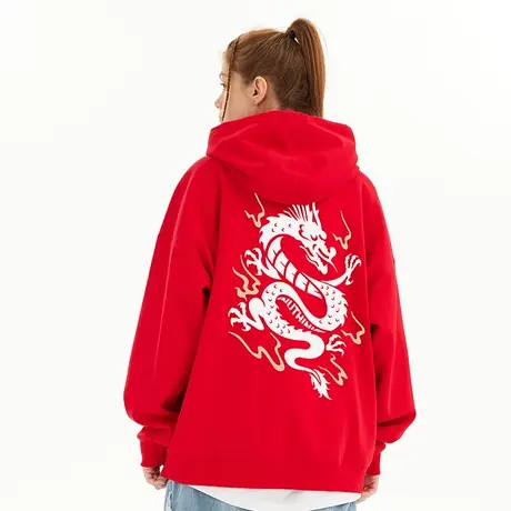 Nuthink新年本命年国潮重磅420g宽松加绒卫衣男大码情侣连帽外套商品大图