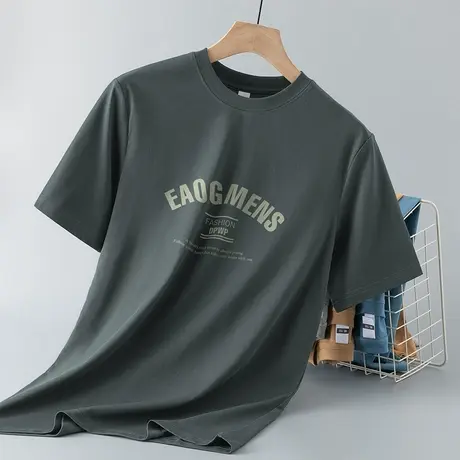 260g重磅美式纯棉t恤男短袖宽松圆领上衣服夏季潮流印花全棉半袖商品大图