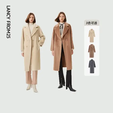 【加购！预热1月31日黄金珠宝专场】朗姿纯羊毛显瘦仿皮草外套图片