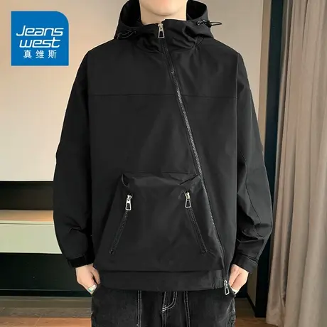 KZ真维斯秋冬季工装连帽夹克外套男士多巴胺痞帅2023新款潮冬装商品大图