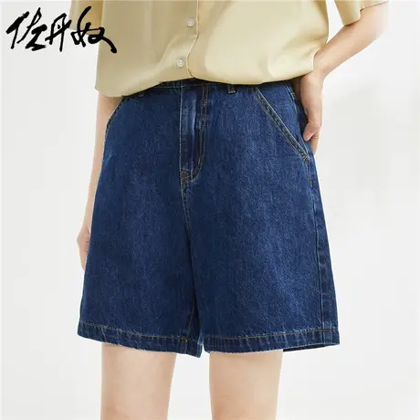 佐丹奴短裤女装水洗牛仔宽松高腰休闲短裤 18403706商品大图