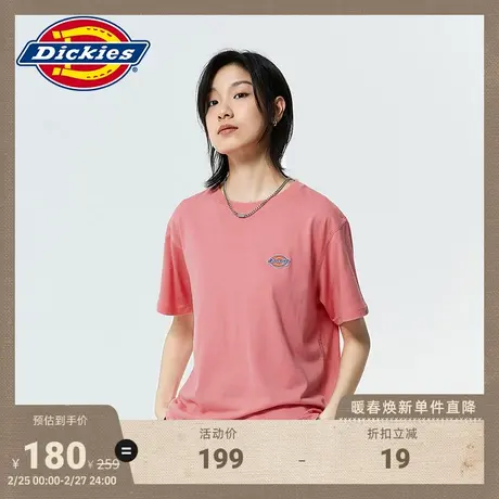 Dickies 工装经典大牛领logo短袖T恤女春夏短袖T恤宽松内搭图片