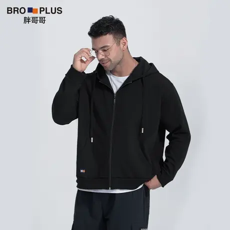 胖哥哥秋冬潮胖子加绒大码卫衣男士加肥加大宽松连帽开衫外套上衣图片
