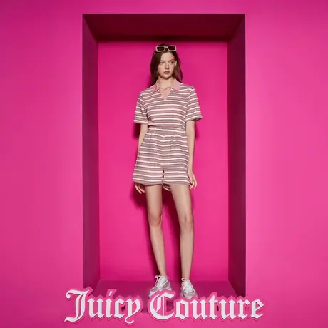 Juicy Couture橘滋新款凹凸肌理条纹绣花休闲短裤商品大图