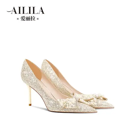 爱丽拉法式新娘高跟婚鞋女2023新款水晶禾秀主婚纱两穿小众高级感商品大图