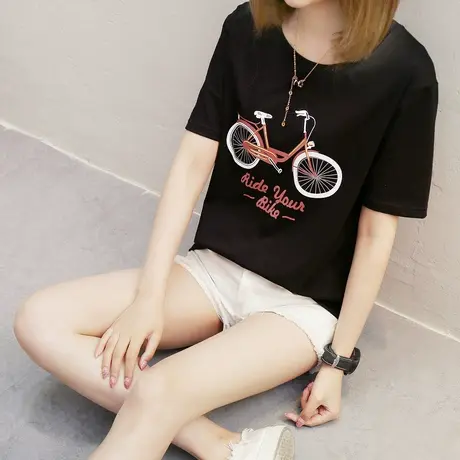 孕妇装夏装短款时尚上衣宽松百搭纯棉孕妇短袖T恤大码孕妇打底衫商品大图