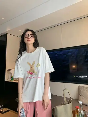 t恤女夏女装2023新款宽松半袖中学生初中生夏装上衣纯棉短袖夏季商品大图