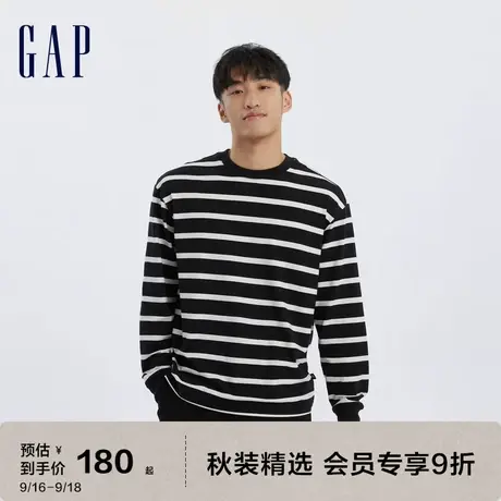 Gap男女装秋季2023新款亲肤纯棉休闲长袖T恤773161宽松廓形上衣图片