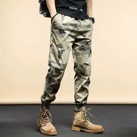 春夏款工装男士休闲裤哈伦宽松束脚裤迷彩潮牌裤子潮流百搭运动裤商品大图