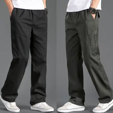 工装裤男春秋宽松直筒男士休闲裤大码多袋男款裤子中年秋款运动裤商品大图