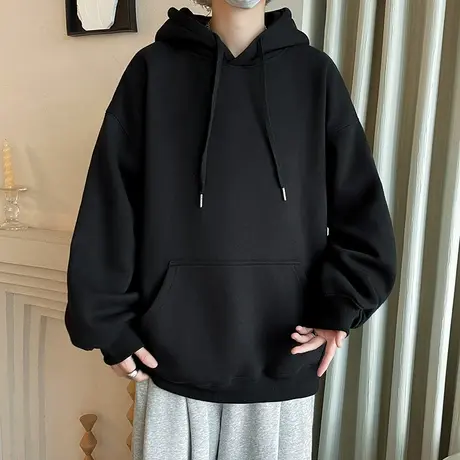 美式复古重磅卫衣男oversize潮流青少年秋冬加厚休闲连帽外套大码商品大图