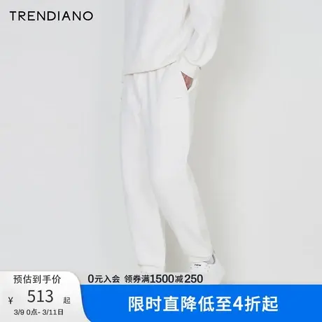 TRENDIANO官方字母提花休闲运动束脚直筒裤男新款冬季图片