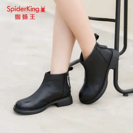 SPIDER KING/蜘蛛王切尔西靴女真皮2023秋商场新款双拉链短筒单里图片