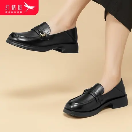 红蜻蜓女单鞋秋季休闲简约乐福鞋舒适妈妈鞋2024年新款平底通勤鞋图片