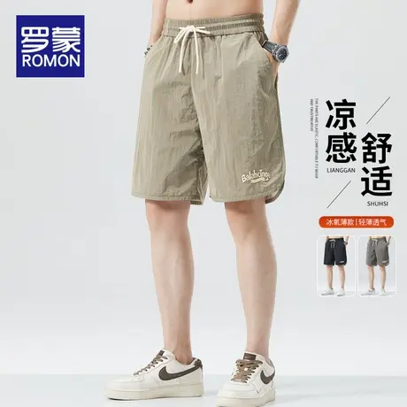 罗蒙夏天休闲短裤男生夏季薄款潮牌宽松冰丝中裤男士运动五分裤子商品大图