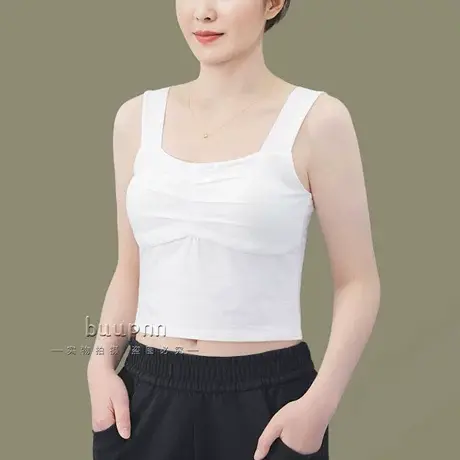 带胸垫短款吊带背心女可外穿设计感小众bra半截免穿文胸图片