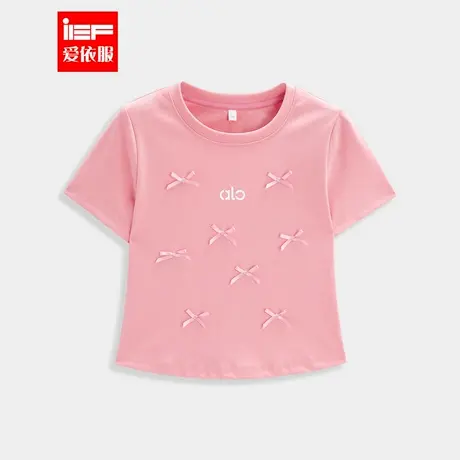 MINIIEF【爱依服童装】2025夏季新款韩版时尚洋气女童蝴蝶结T恤图片