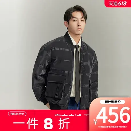 【新款】GXG男装 时尚字母印花休闲保暖棒球领短款羽绒服鸭绒冬季图片