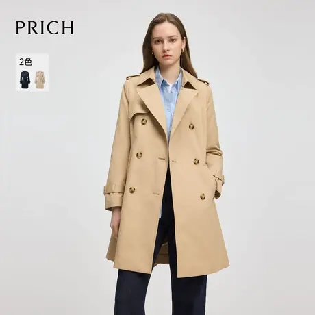 【超能小太阳】PRICH时尚双排扣风衣2025职场通勤收腰显瘦外套女图片