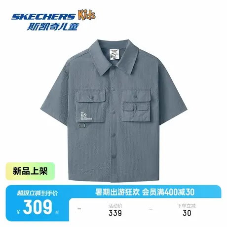 【明星同款】skechers斯凯奇青少年燃动街头系列经典复古短袖衬衫商品大图