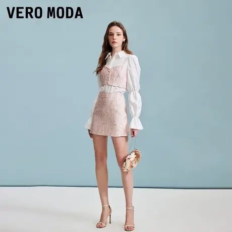 Vero Moda奥莱半身裙春秋新款甜美优雅微闪华丽A摆肌理感短裙流行图片