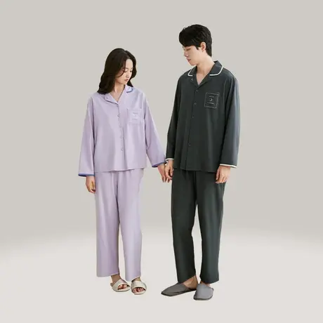 【胡可推荐】安之伴纯棉睡衣女春秋新款长袖休闲高级家居服套装商品大图